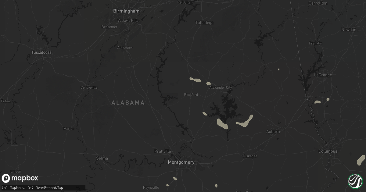 Hail map in Rockford, AL on August 14, 2026