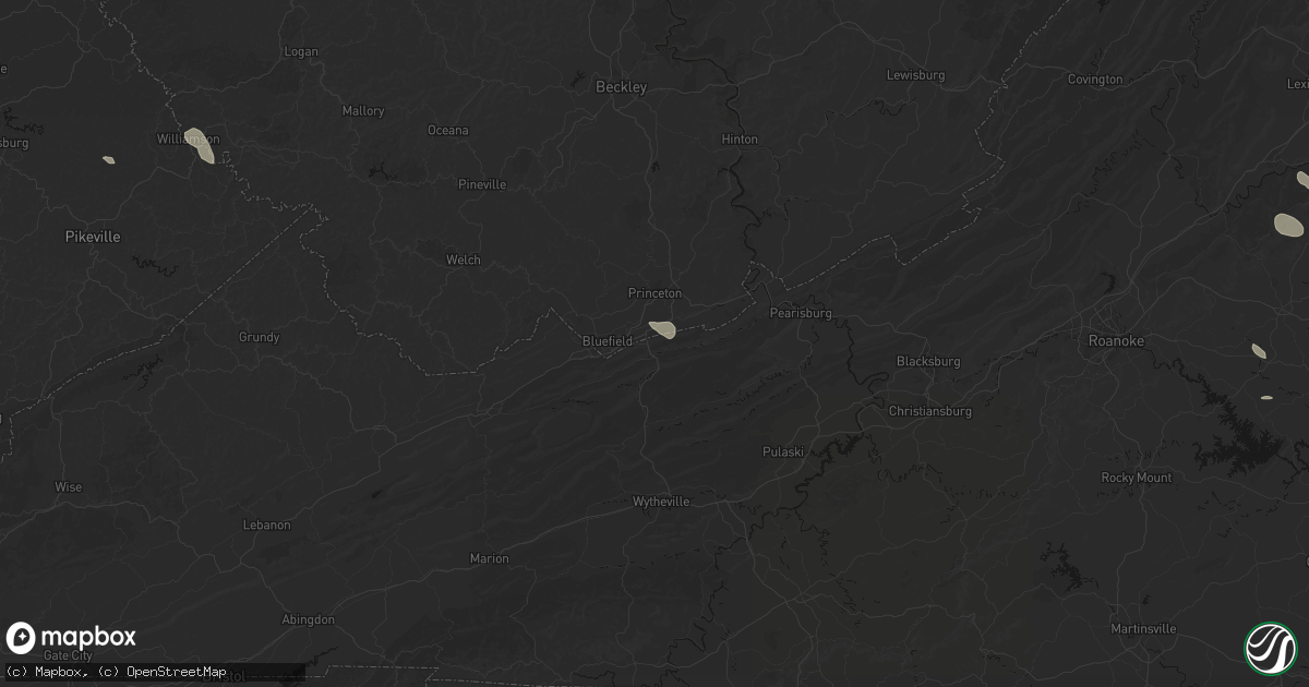 Hail map in Rocky Gap, VA on August 14, 2026