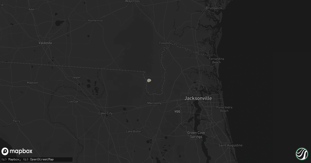 Hail map in Saint George, GA on August 14, 2026