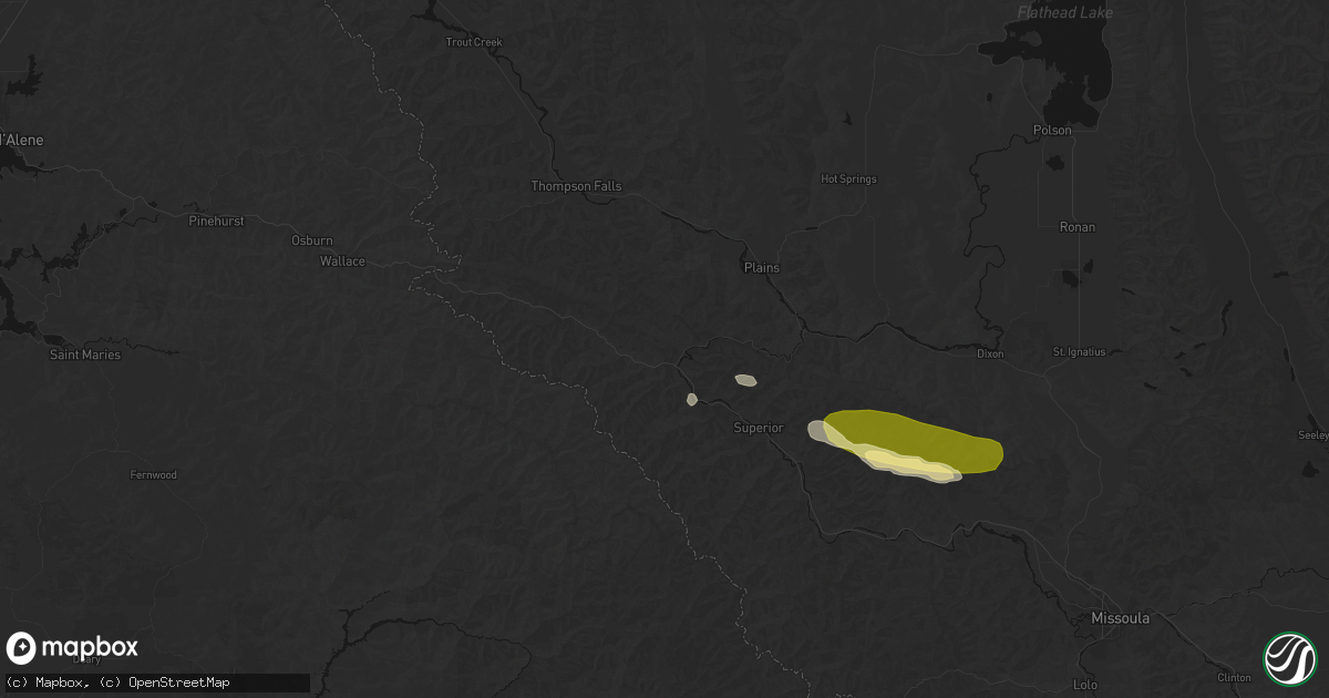 Hail map in Saint Regis, MT on August 14, 2026
