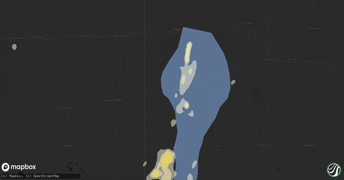 Hail map in Sharon Springs, KS on August 14, 2026