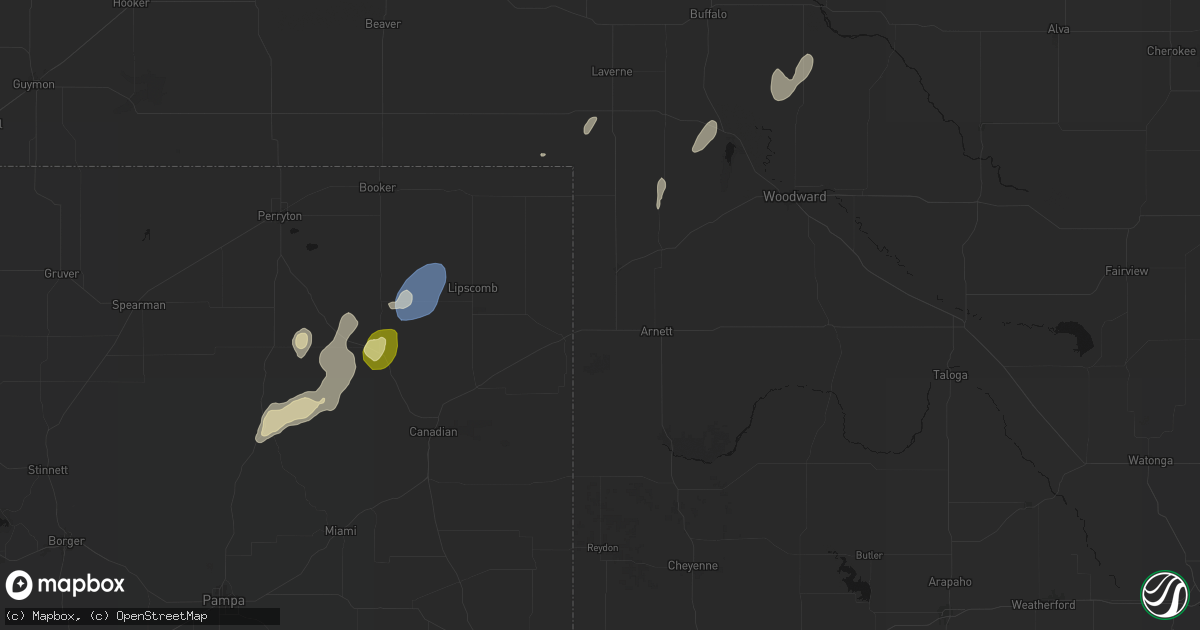 Hail map in Shattuck, OK on August 14, 2026