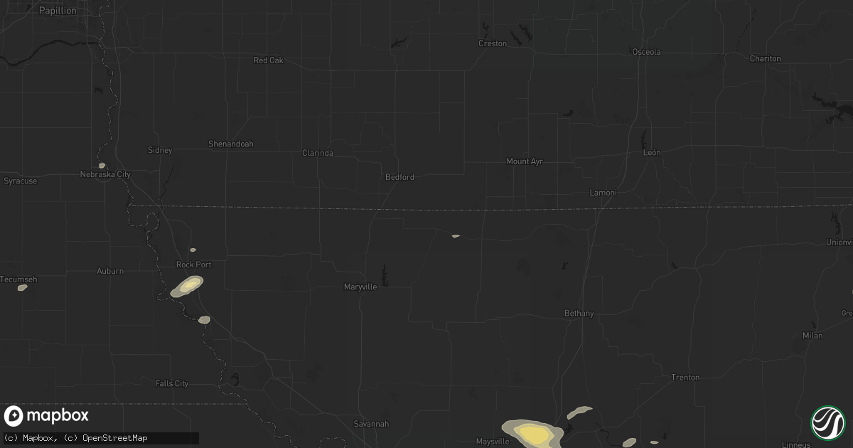 Hail map in Sheridan, MO on August 14, 2026