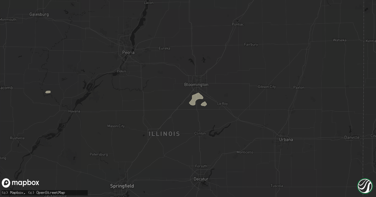 Hail map in Shirley, IL on August 14, 2026