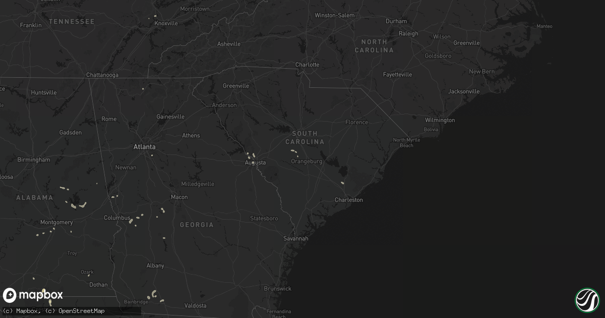 Hail map in South Carolina on August 14, 2026