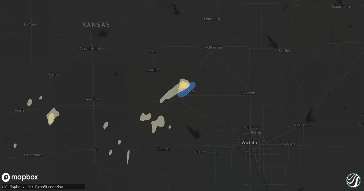 Hail map in South Hutchinson, KS on August 14, 2026