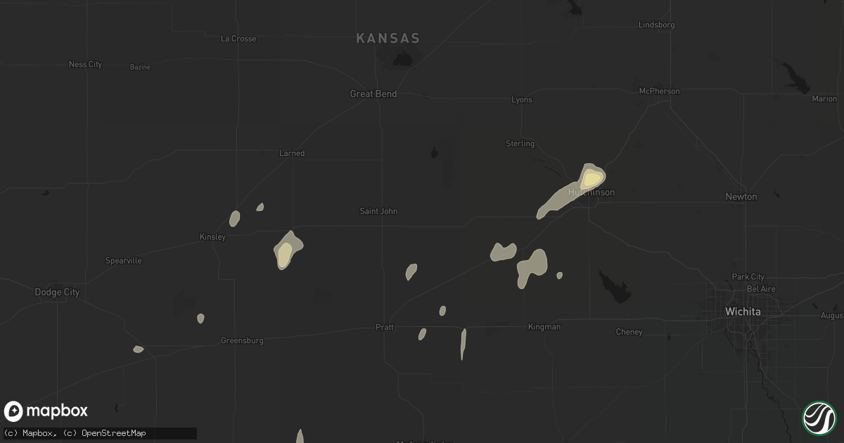 Hail map in Stafford, KS on August 14, 2026
