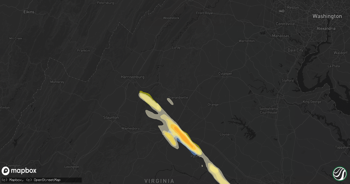Hail map in Stanardsville, VA on August 14, 2026