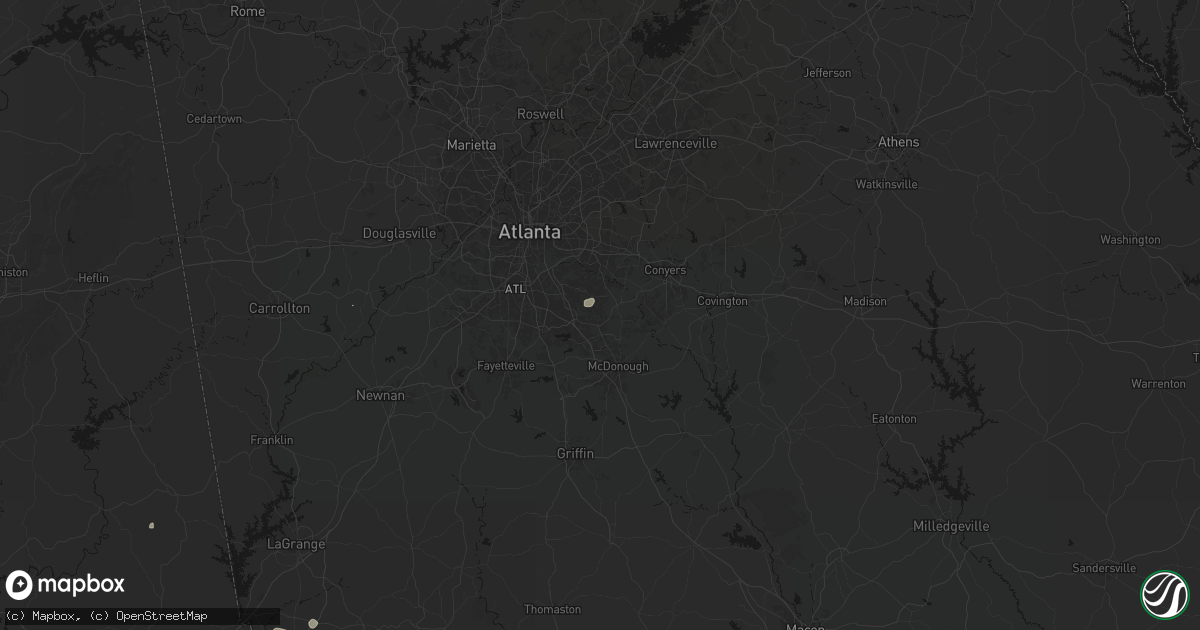 Hail map in Stockbridge, GA on August 14, 2026