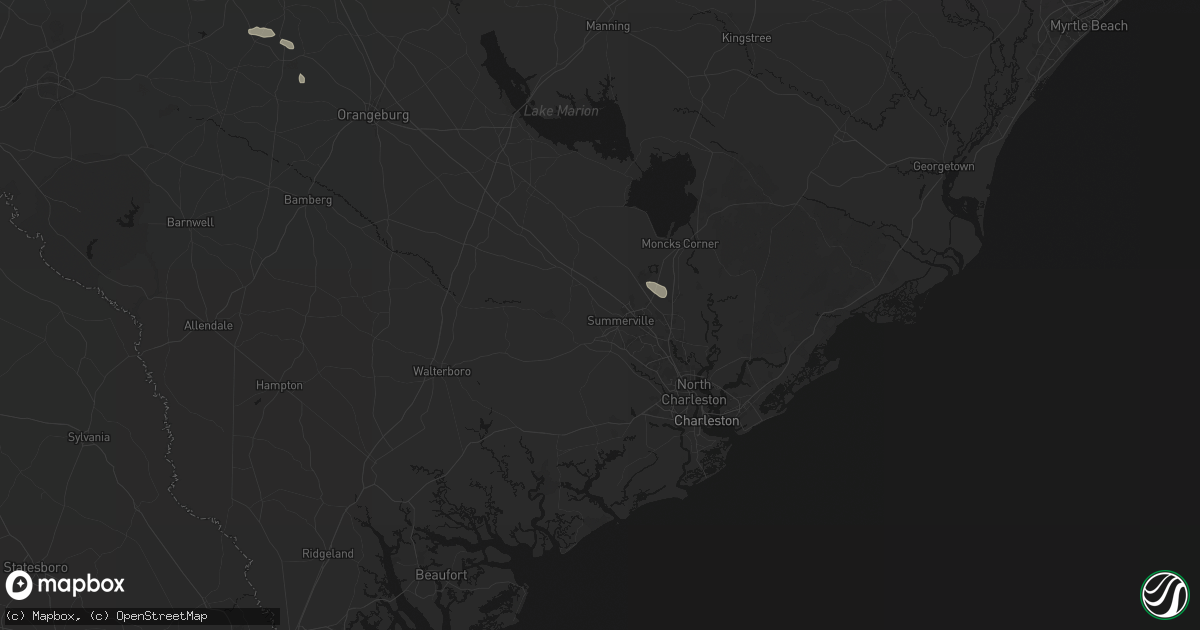 Hail map in Summerville, SC on August 14, 2026