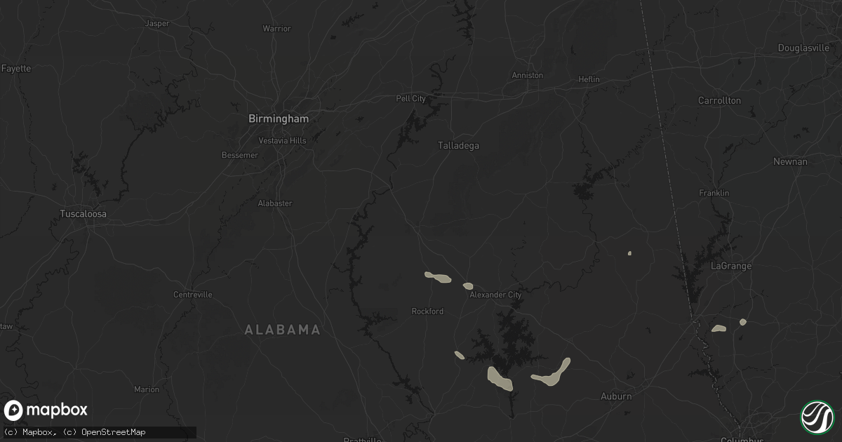 Hail map in Sylacauga, AL on August 14, 2026
