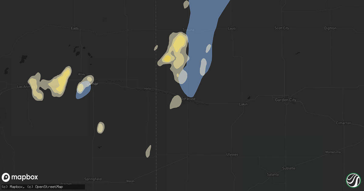 Hail map in Syracuse, KS on August 14, 2026