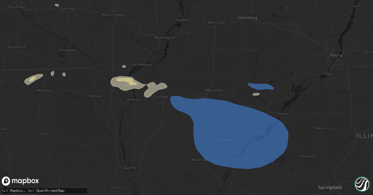 Hail map in Tennessee, IL on August 14, 2026