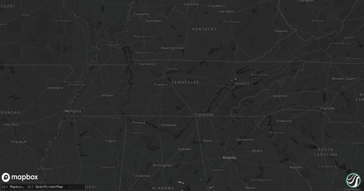 Hail map in Tennessee on August 14, 2026