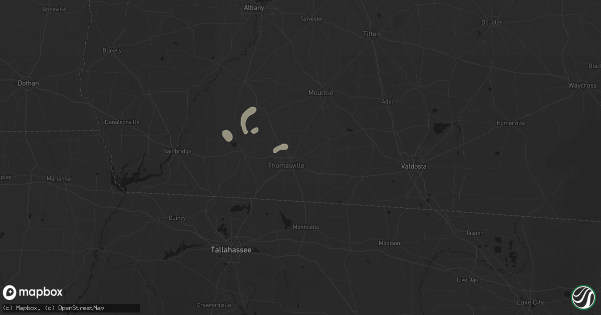 Hail map in Thomasville, GA on August 14, 2026