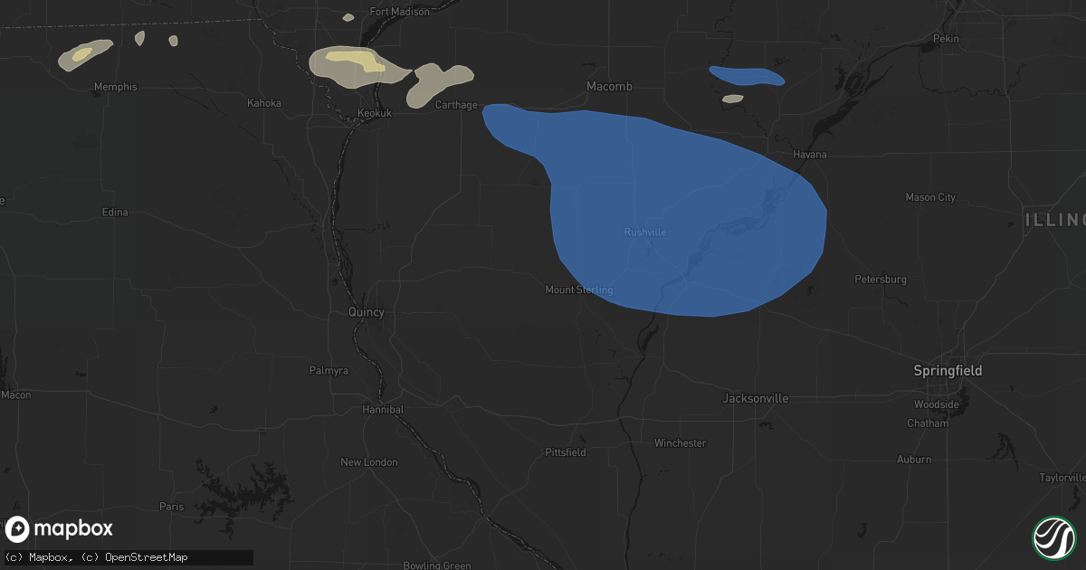 Hail map in Timewell, IL on August 14, 2026