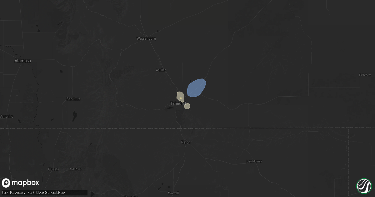 Hail map in Trinidad, CO on August 14, 2026