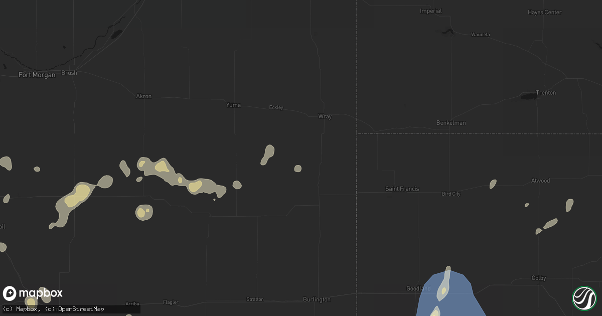 Hail map in Vernon, CO on August 14, 2026