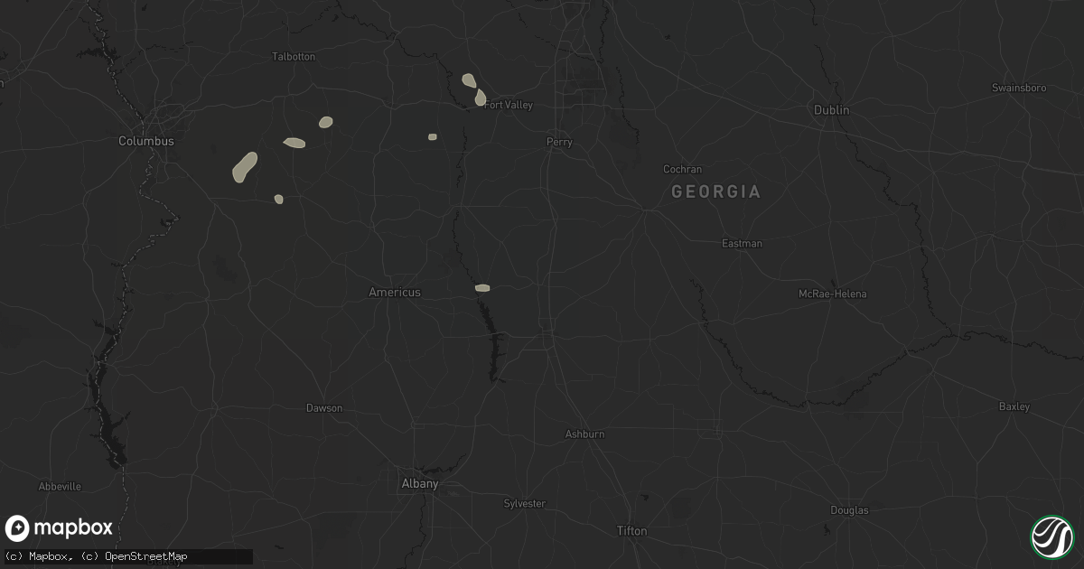 Hail map in Vienna, GA on August 14, 2026