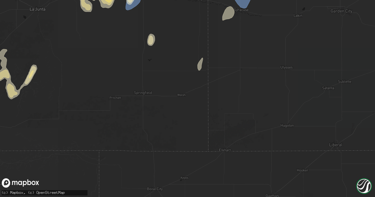 Hail map in Walsh, CO on August 14, 2026