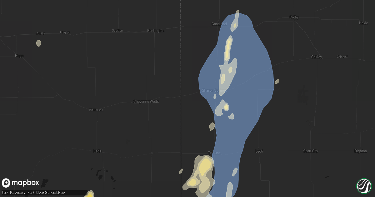 Hail map in Weskan, KS on August 14, 2026