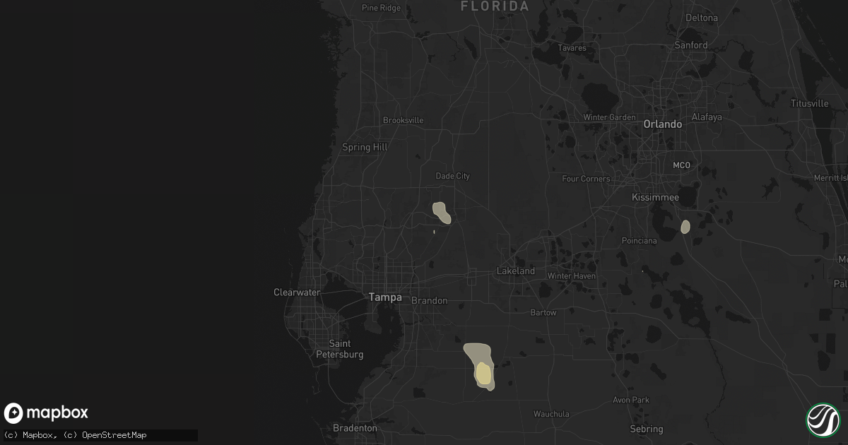 Hail map in Wesley Chapel, FL on August 14, 2026