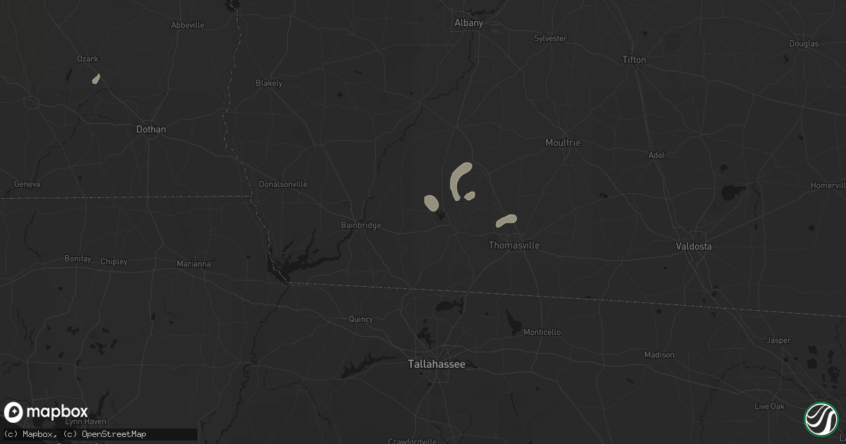 Hail map in Whigham, GA on August 14, 2026