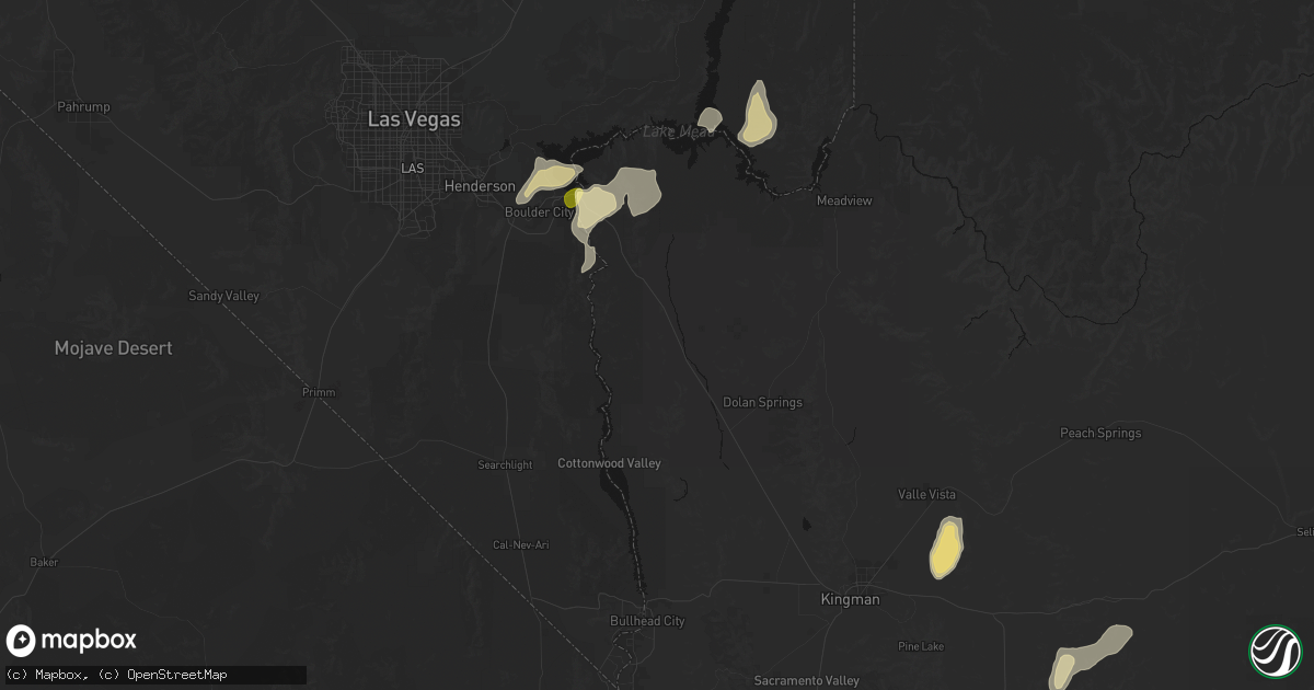 Hail map in Willow Beach, AZ on August 14, 2026