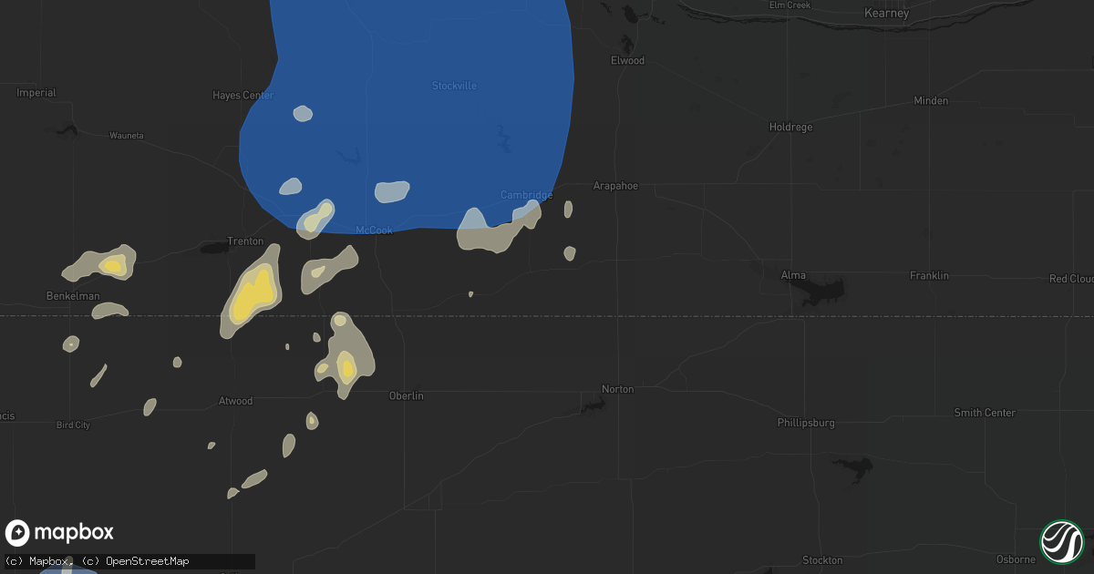 Hail map in Wilsonville, NE on August 14, 2026