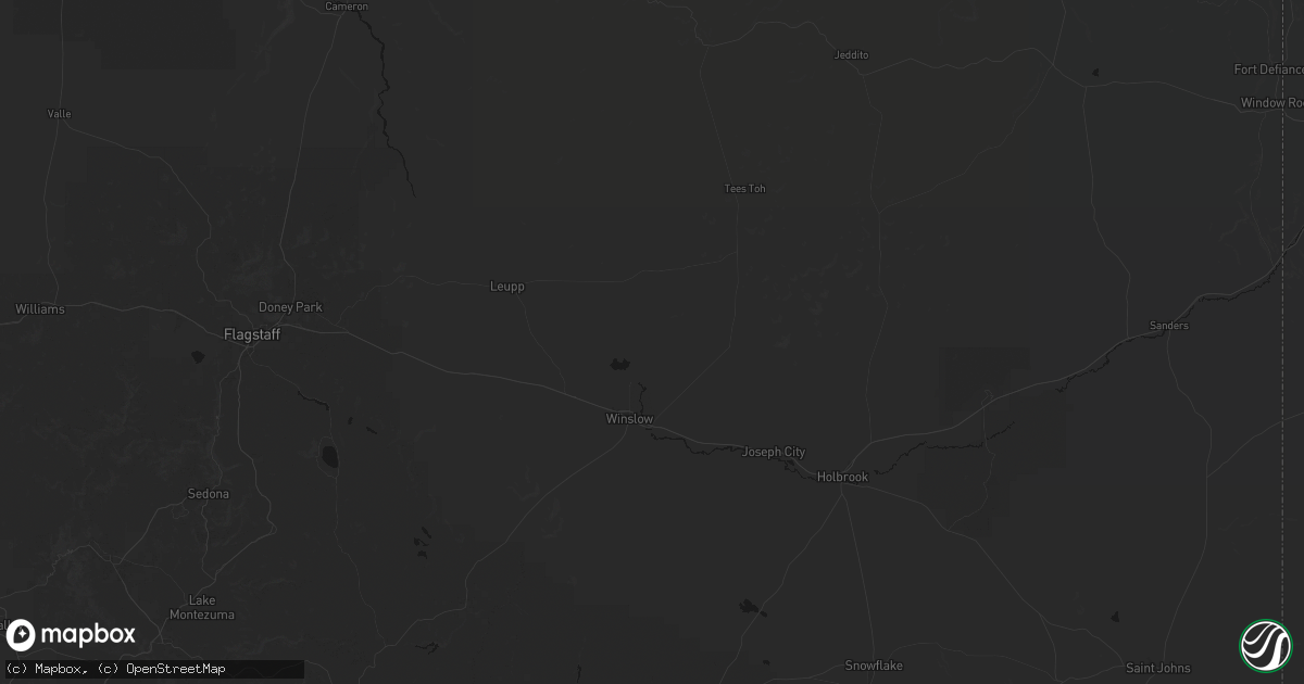Hail map in Winslow, AZ on August 14, 2026
