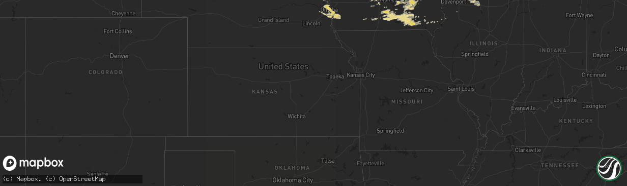 Hail map in California on August 15, 2012