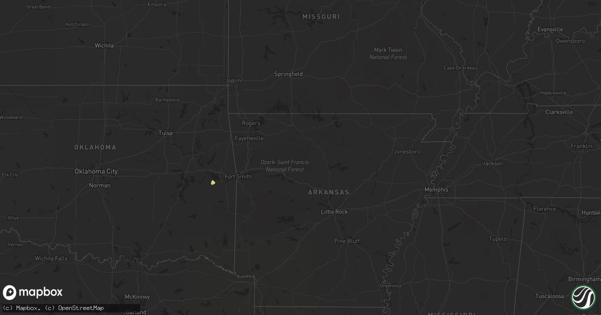 Hail map on August 15, 2012