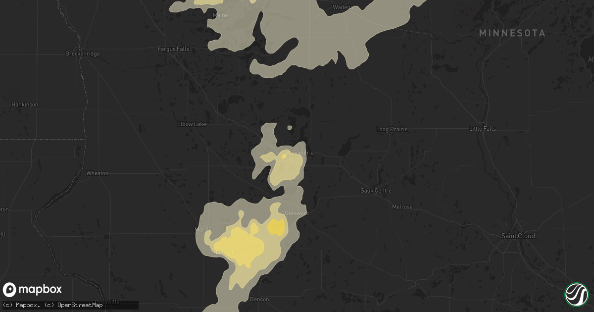 Hail map in Alexandria, MN on August 15, 2015
