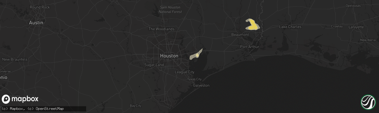 Hail map in Baytown, TX on August 15, 2015