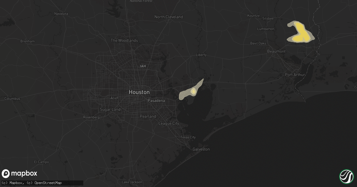 Hail map in Baytown, TX on August 15, 2015