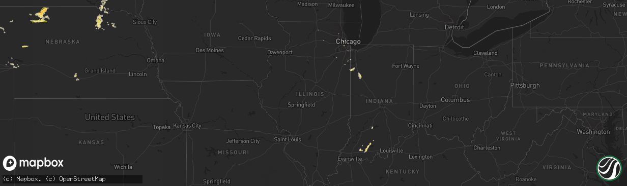 Hail map in Illinois on August 15, 2015