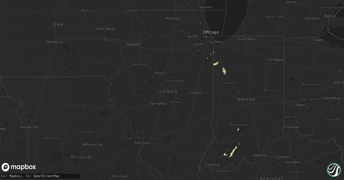 Hail map in Illinois on August 15, 2015