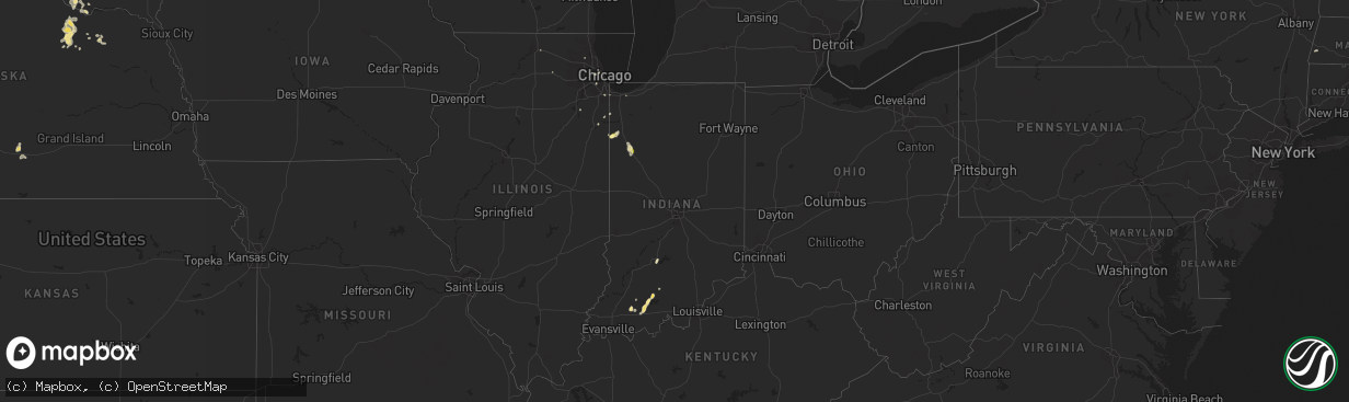 Hail map in Indiana on August 15, 2015