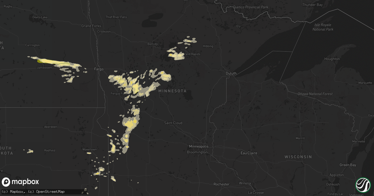 Hail map in Minnesota on August 15, 2015