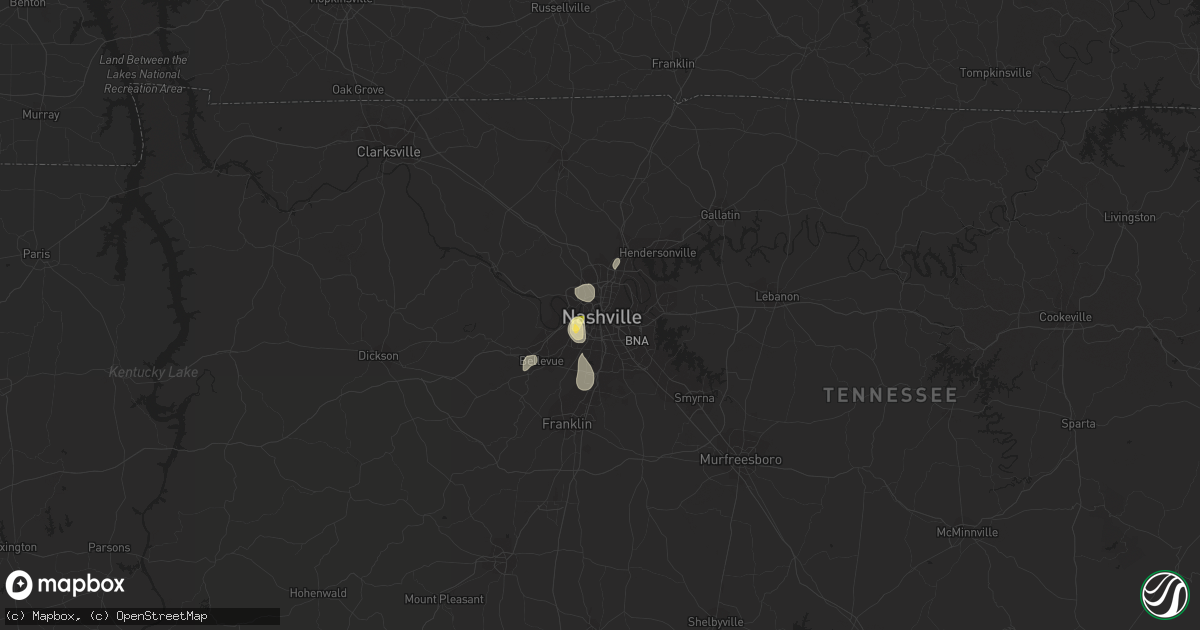 Hail map in Nashville, TN on August 15, 2015