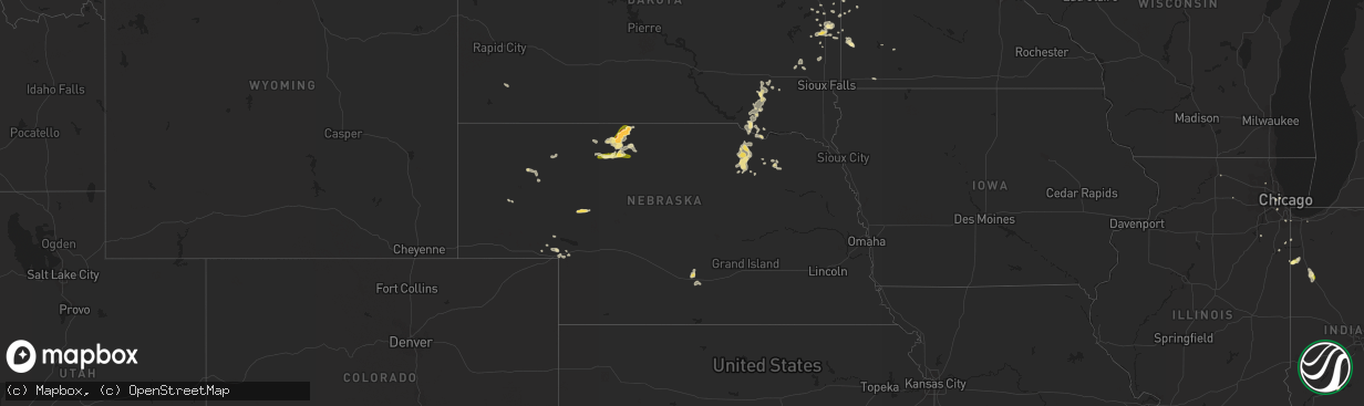 Hail map in Nebraska on August 15, 2015