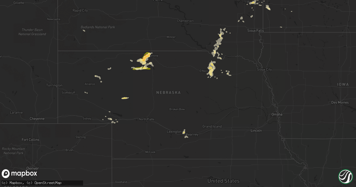 Hail map in Nebraska on August 15, 2015