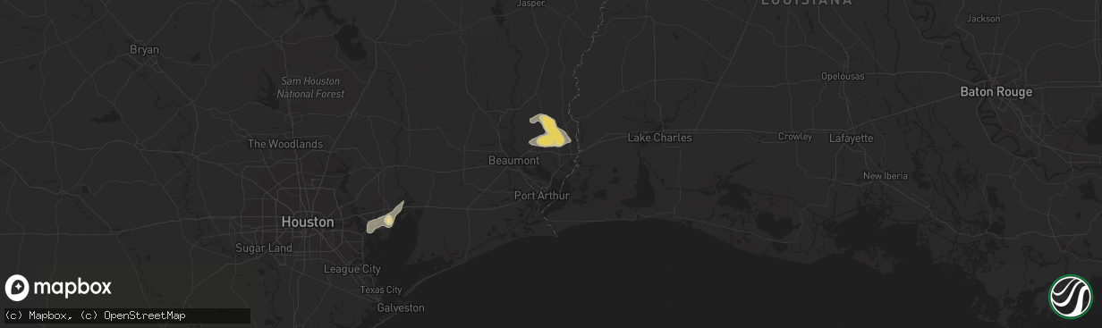 Hail map in Orange, TX on August 15, 2015