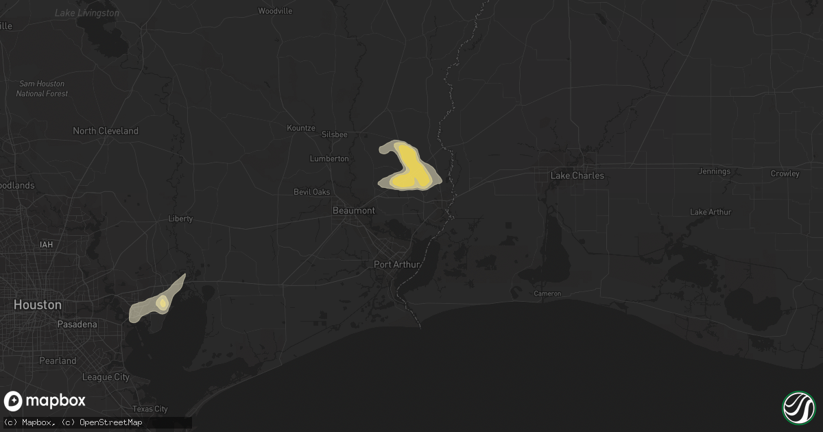 Hail map in Orange, TX on August 15, 2015