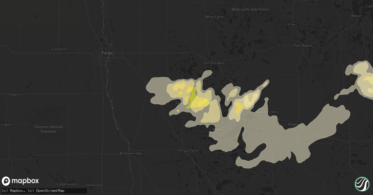 Hail map in Pelican Rapids, MN on August 15, 2015