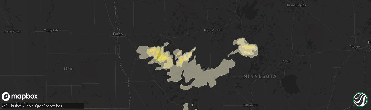 Hail map in Perham, MN on August 15, 2015