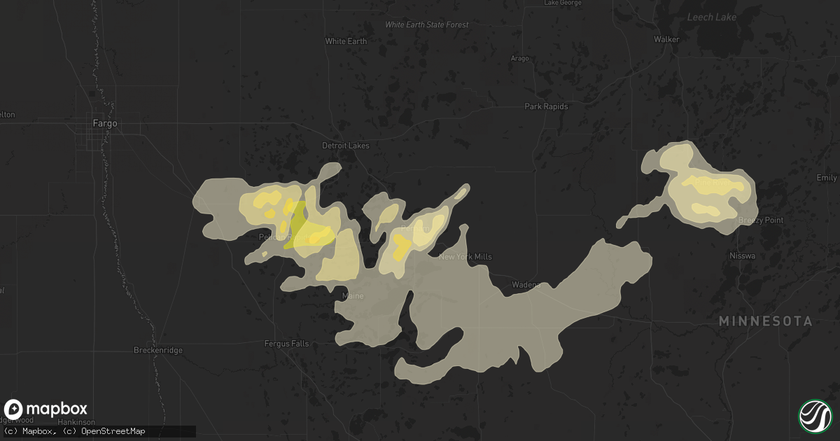 Hail map in Perham, MN on August 15, 2015