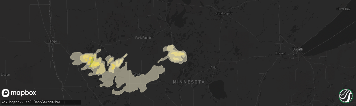 Hail map in Pine River, MN on August 15, 2015