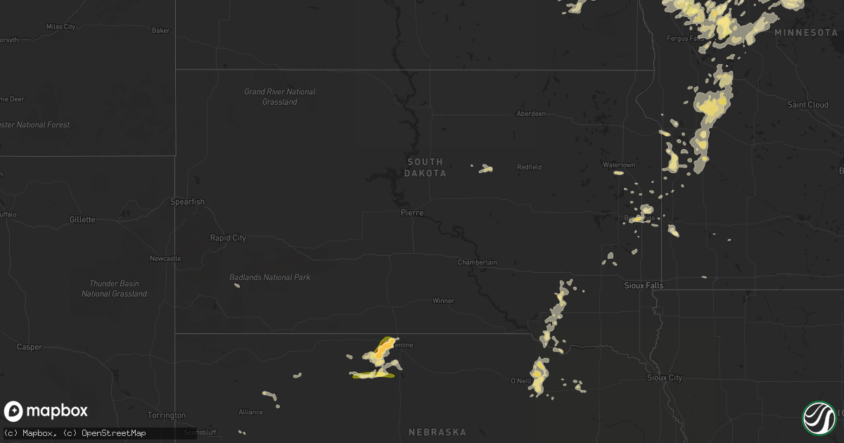 Hail map in South Dakota on August 15, 2015