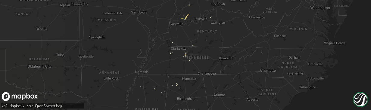 Hail map on August 15, 2015